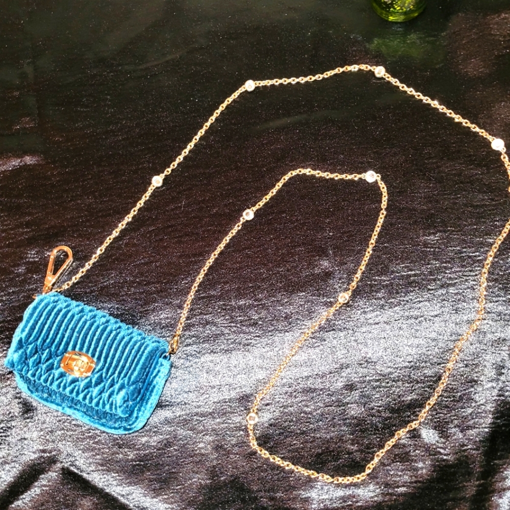 NWOT Mini Teal Crossbody-25in chain
